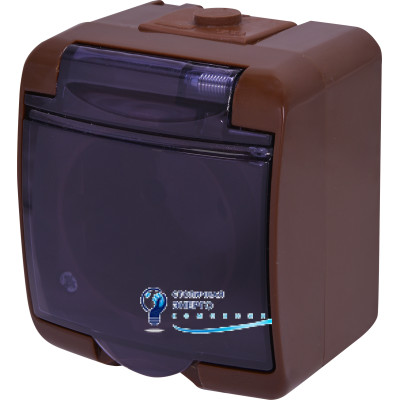 Розетка 1X Schuko, коричн. димчаста кришка, RHE-1sd-KR, IP44/54