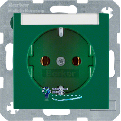 Розетка із з/к з полем для запису, зелена, 16А/250V S.1