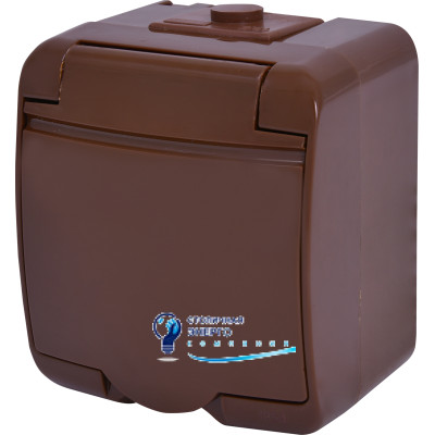 Розетка 1X Schuko, коричнева кришка, RHE-1s-KR, IP44/54