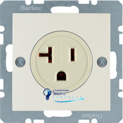 Розетка без з/к євро-американська, біла, 16А/250V S.1