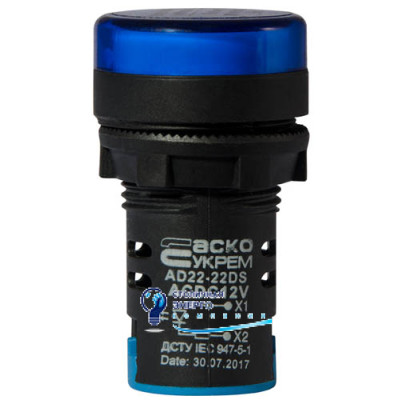 Сигнальная арматура AD22-22DS синяя 12V АC/DC