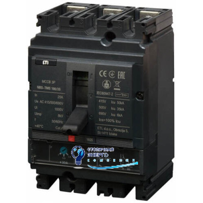 Автоматический выключатель NBS-TMS 100/3S 20A (50kA, (0.8-1)In/фикс.) 3P