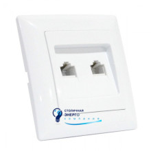 Розетка двойная компьютерная белая TINA