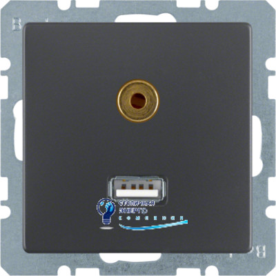 Розетка USB/3.5мм аудио, антрацит, Q.х
