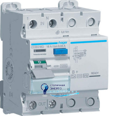 Дифференциальное реле (УЗО)2P, 16A, 30 mA, B+, 10kA