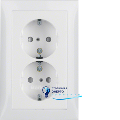 Розетка двойная с з/к, защ.контактов, полярная белизна, 16А/250V S.1