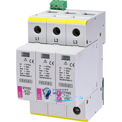 Обмежувач перенапруги ETITEC B T12 275/7 (3+0) 3p, RC