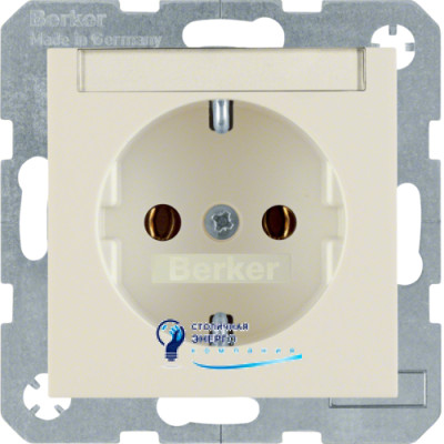 Розетка із з/к з полем для запису, біла, 16А/250V S.1