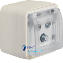 Розетка антенная, 3 отверстия, отдельная, IP55, полярная белизна, W.1