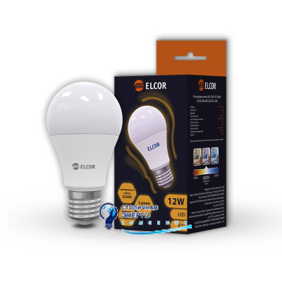 LED лампа А60 12W Е27 4200K ELCOR