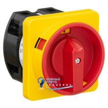 Кулачковий перемикач Vector VS GC 40A 2P схема 91 (0-1) жовто-червоний