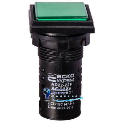 Сигнальная арматура AD22-22F зеленая 220V АC