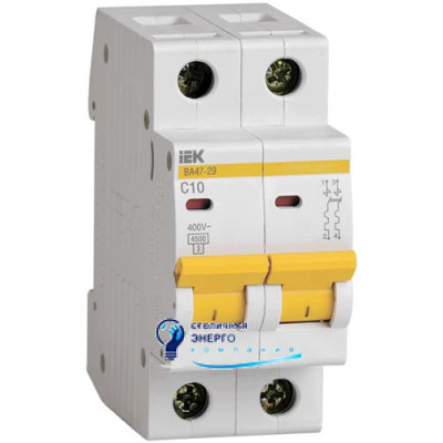 Автоматический выключатель ВА47-29 2Р 10А 4,5kA С IEK