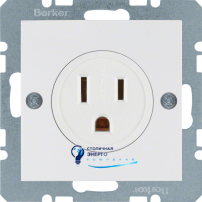 Розетка без з/к євро-американська, полярна білизна, 16А/250V S.1