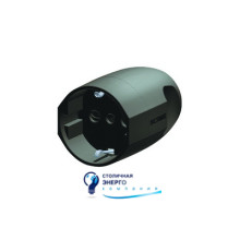 Розетка кабельная, бытовая с центральным вводом кабеля. Черная. IP20 16А 2P+E 230В, DIS1302083N, ДКС