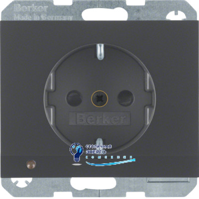 Розетка с з/к с защ. от детей с LED-подсветкой, антрацит, 16А/250V K.1