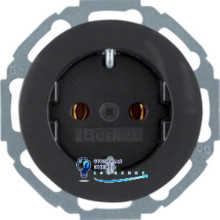 Розетка с заземлением, 16А/250V, черная, R.Classic