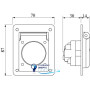 Розетка для скрытого монтажа, типа Shuko с увеличенным фланцем 70x87, DIS5704061, ДКС