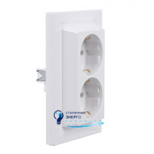 Розетка 2-я с заземлением со шторками «Asfora», белый