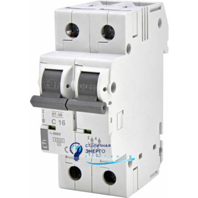 Автоматический выключатель ST-68 2P С 16А (4,5kA)