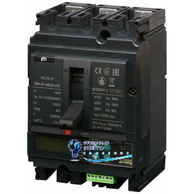 Автоматический выключатель NBS-EC 160/3S LCD 160A (50kA, (0.4-1)In/(1.5-12)In) 3P