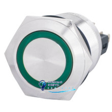 Кнопка метал. TYJ 22-271 плоская с подсв., 1NO+1NC, зеленая 24V