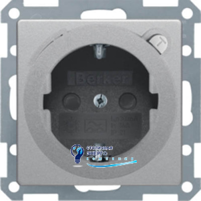 Розетка с заземлением с УЗО и защитой контактов, 16А/250V, алюминий, Q.x