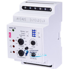 Реле контроля напряжения HRN-43 400V AC (3F, 2x16A_AC1) без нейтрали