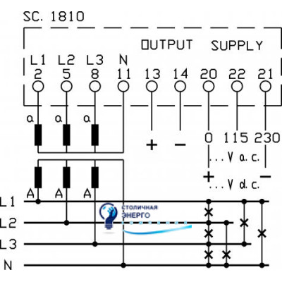 Измерительный преобразователь напряжения 1 (0,5 по запросу), 115-230V AC (или по запросу)
