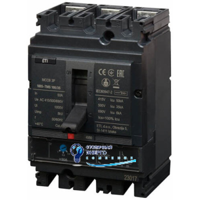 Автоматический выключатель NBS-TMS 100/3S 50A (50kA, (0.8-1)In/фикс.) 3P