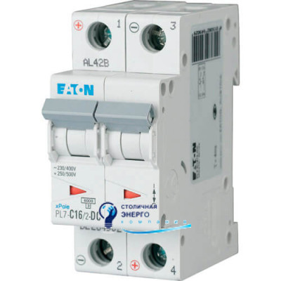 Автоматический выключатель Eaton PL7-C16/2-DC 500В DC 16А C