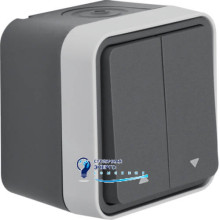 Кнопка для жалюзи 2-клавишный IP55, серая, 10A, 250V W.1