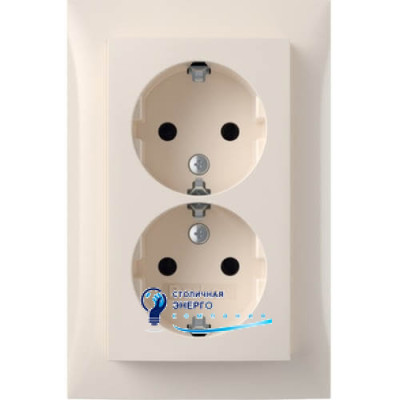 Розетка 2X с з/к цельная, белая, 16A, 250V S.1