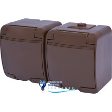 Розетка 2-я (Schuko) (коричневая крышка) (IP44/54) RHE-2s-KR