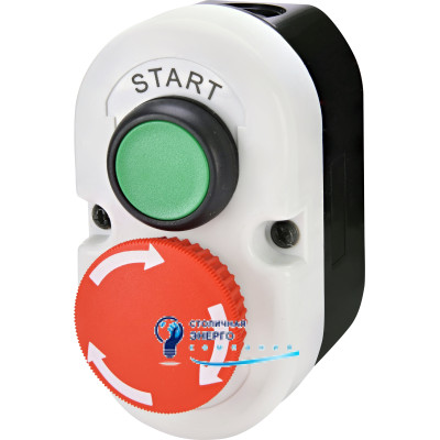 Кнопочный пост 2-модул. ESE2-V5 ("START/STOP" гриб.типа, откл. поворотом, зеленый/красный)