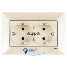 Розетка VIKO двойная Встроенные серии с заземлением Meridian MERIDIAN 90970256-WH Кремовый