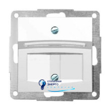 Корпус для установки 2-х разъемов RJ-12/RJ-45 АМР с заглушкой и полем для надписи, белый FIORENA