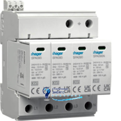 Разрядник (УЗИП) T1+T2 4P 50kA 1,2kV TN-S TT +доп.контакт