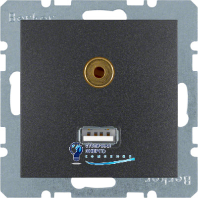 Розетка USB/3.5мм аудио, антрацит B.х