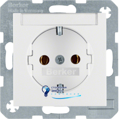 Розетка із з/к з полем для запису, полярна білизна матова, 16А/250V S.1/B.х