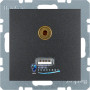 Розетка USB/3.5мм аудио, антрацит B.х