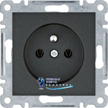 Розетка з центральним заземленням, Lumina, чорна, 16А/230V