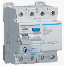 Дифференциальное реле (УЗО) 4P, 10kA, 40A, 300mA, B+