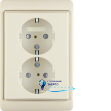 Розетка двойная с з/к, защ.контактов, белая, 16А/250V ARSYS