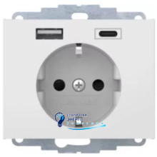 Розетка с з/к 16A, 250V + 2хUSB A-С /3A, пол.белизна K.1