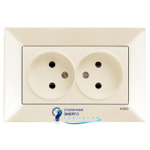 Розетка VIKO двойная Встроенные серии Meridian MERIDIAN 90970255-WH Кремовый
