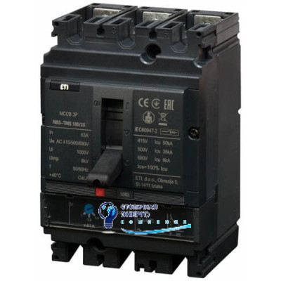 Автоматический выключатель NBS-TMS 100/3S 63A (50kA, (0.8-1)In/фикс.) 3P