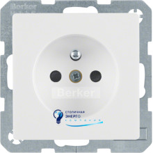Розетка с центральным з/к с защ.контактов, 16А/250V, полярная белизна, Q.х
