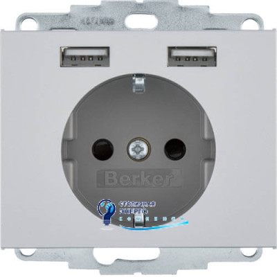 Розетка з з/к 16A, 250V + 2хUSB A-A /2.4A, алюміній-лак K.5