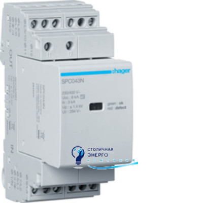 Розрядник (ПЗІП) T3 3P+N Uc 264V In 3kA Up 1.4kV +дод.контакт